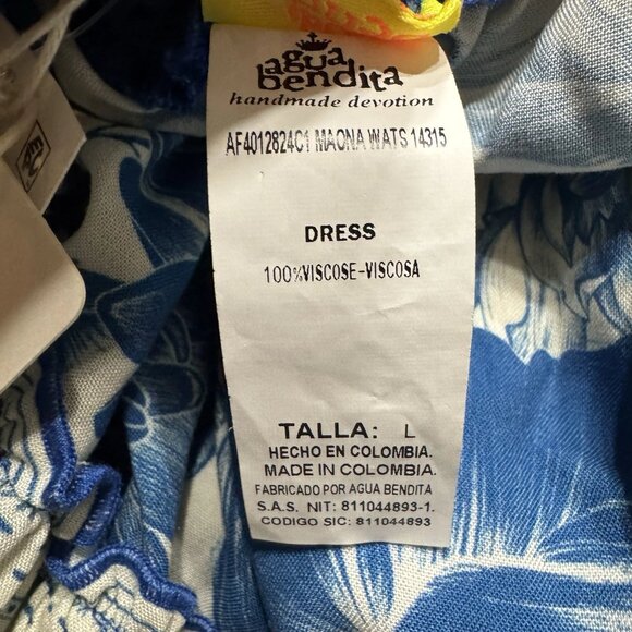 Women’s Agua Bendita Maona Mini Dress Large Halter Neck Stretch Smocked Waist - Picture 14 of 15